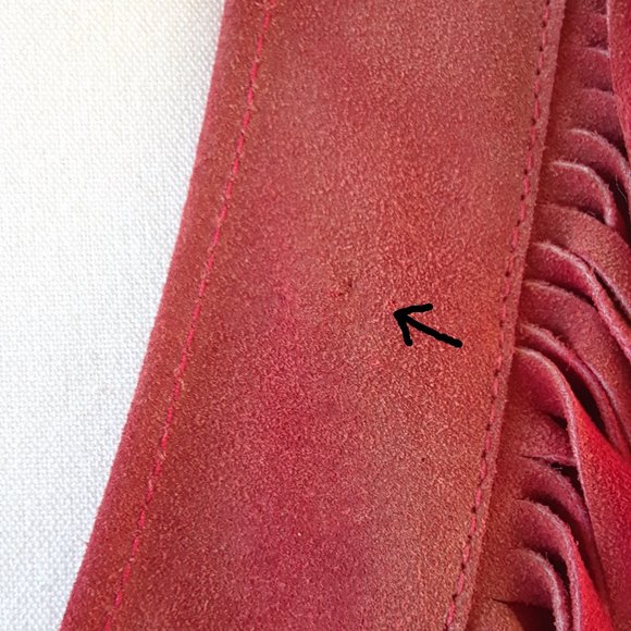 RARE Vintage 1970s Red Sun Faded Suede Fringe Vest Jacket - Picture 16 of 16